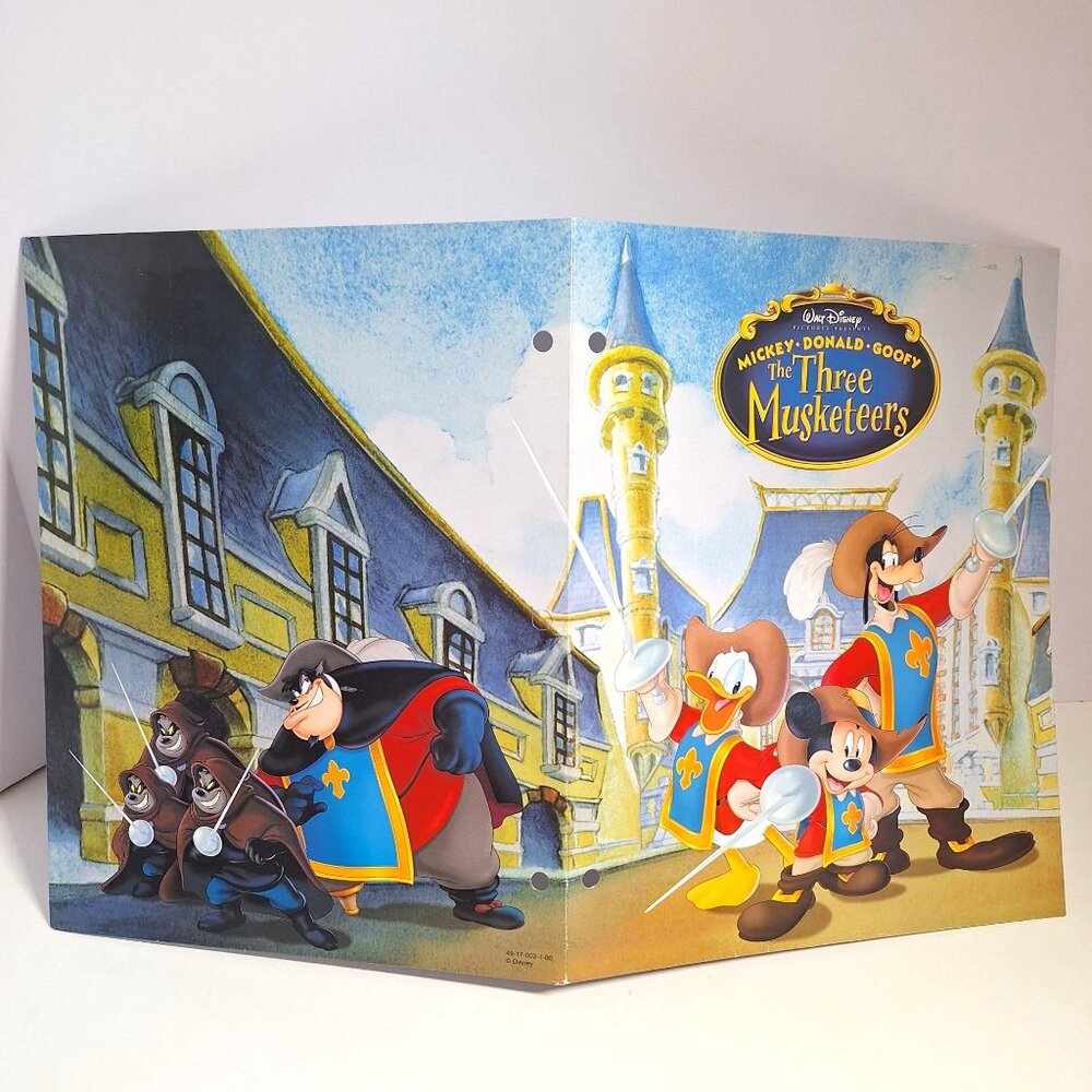 The Three Musketeers Pocket Folder Disney Mickey Donald Goofy 3 Hole Vintage - Picture 2 of 6
